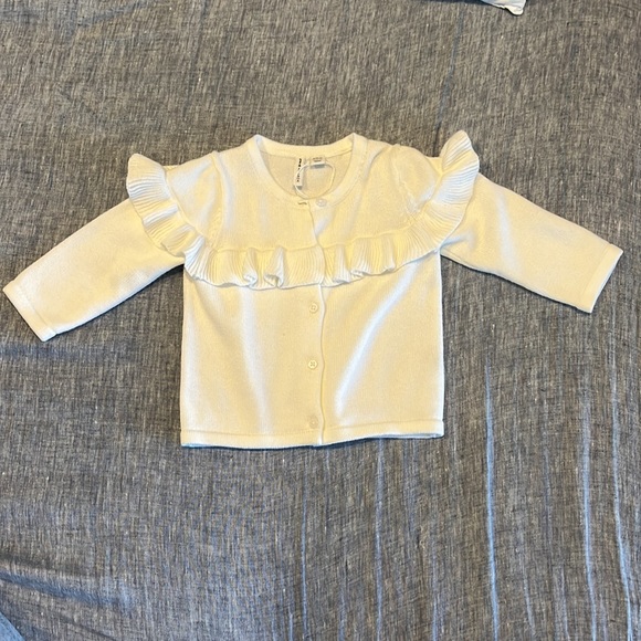 Janie And Jack White Ruffle Cardigan 6-12 Months - Picture 2 of 4